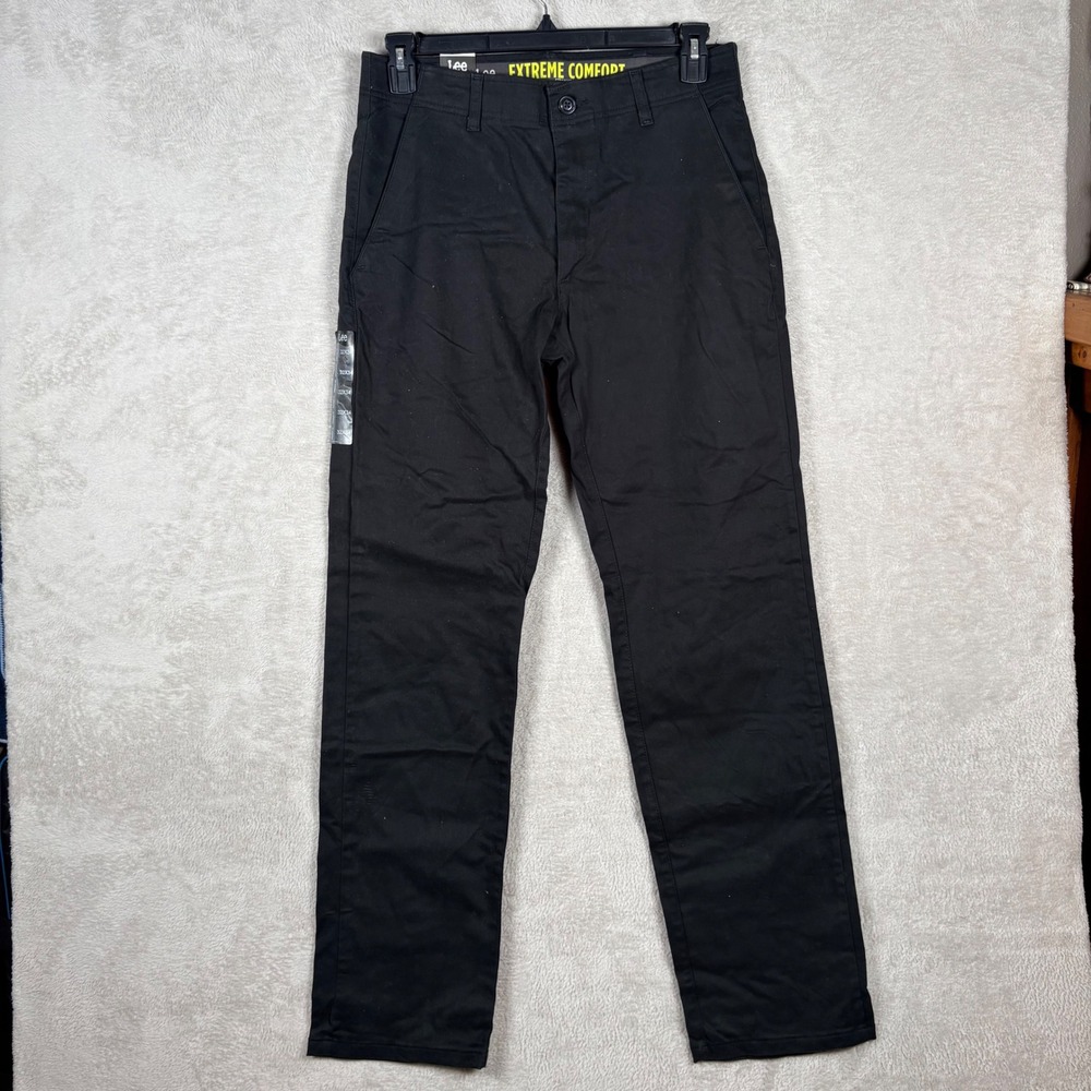 Lee Extreme Comfort Pants Mens 32x34 Black Straight Fit Chino Performance NEW